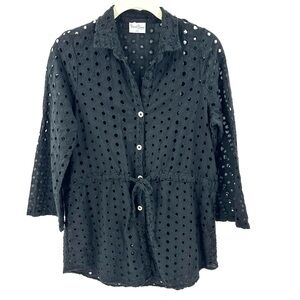 Beach Bunny Coverup Tunic Top Womens Medium Eyelet Lace Coastal Vacation Boho